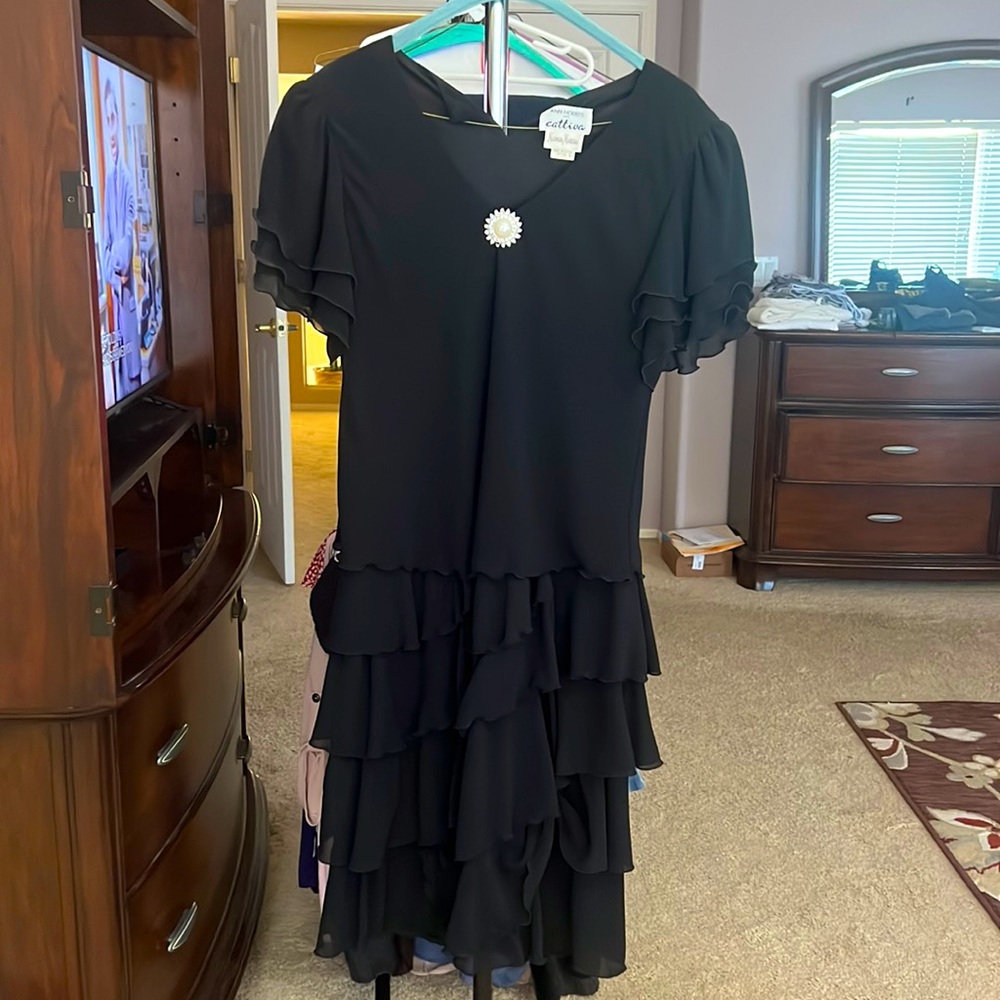 Vintage Ann Hobbs for Cattiva Neiman Marcus Avenue Black Dress Layered Size 6
